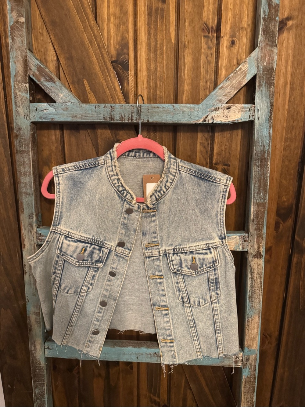 Coors Original Light Wash Denim Vest  - Sleeveless Cropped Jacket